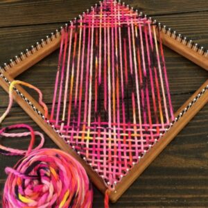 Square Loom With Weaving in Progress